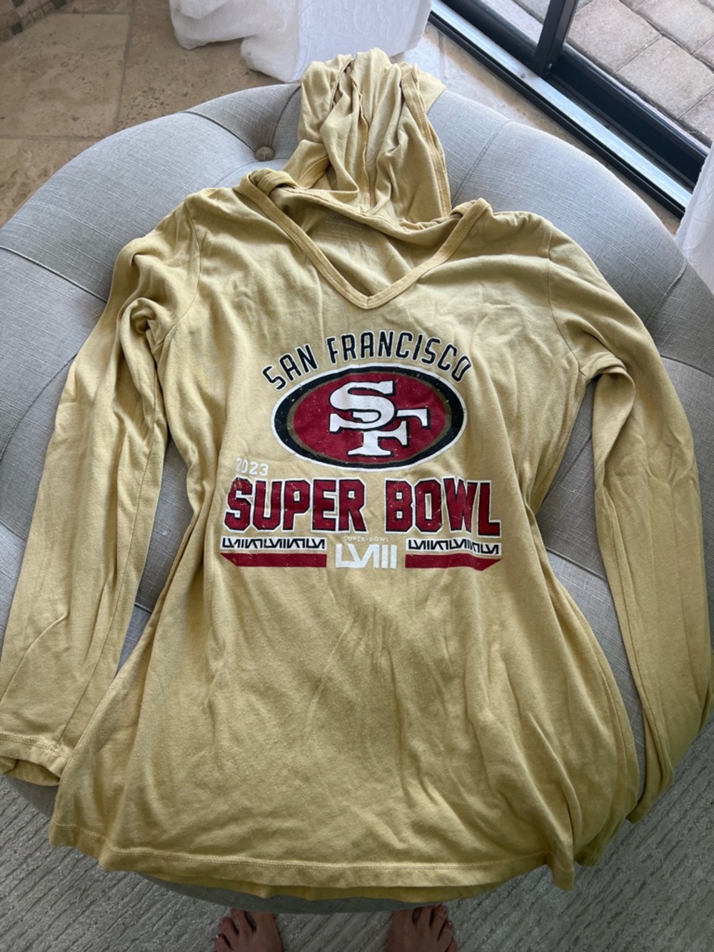 San Francisco 49ers Super Bowl Hooded Long-Sleeve Top - Gold